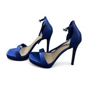 Electric Blue Snake Skin High Heel Sandals